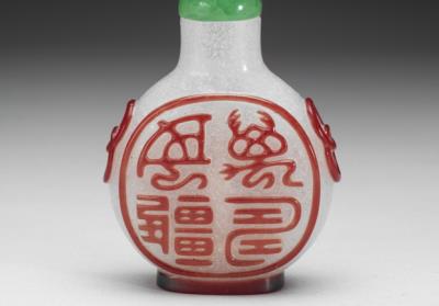 图片[2]-Red-on-snowing-white glass overlay snuff bottle with a seal-character design, 18th-19th century, Qing dynasty-China Archive